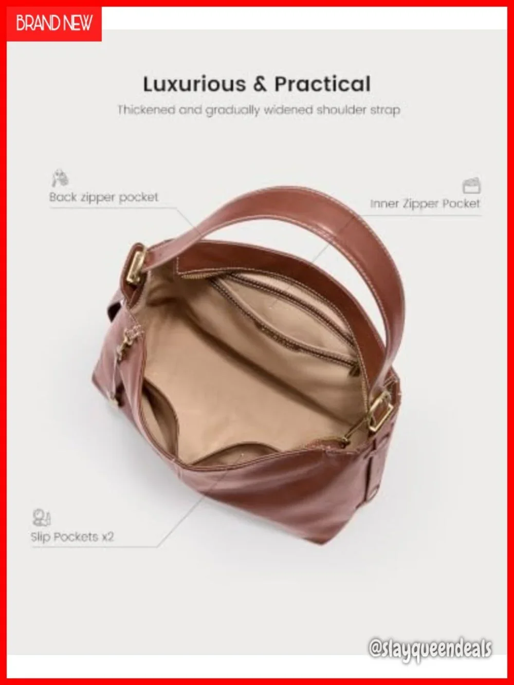 Faux Leather Hobo Tote Bag, Adjustable Strap, Heart Charm
